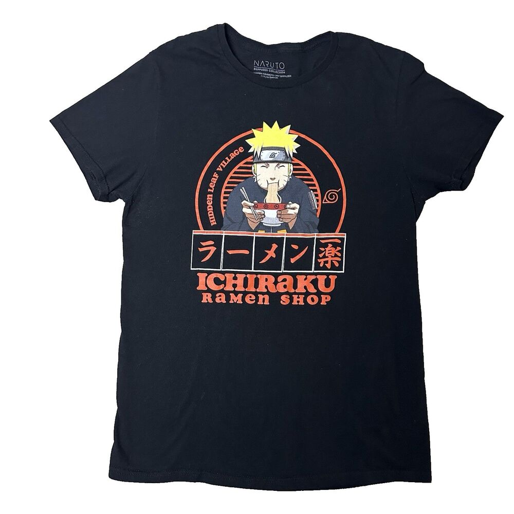 Naruto Tee Mens M Ichiraku‎ Ramen Shop Black Anime T Shirt Viz Media Shippuden